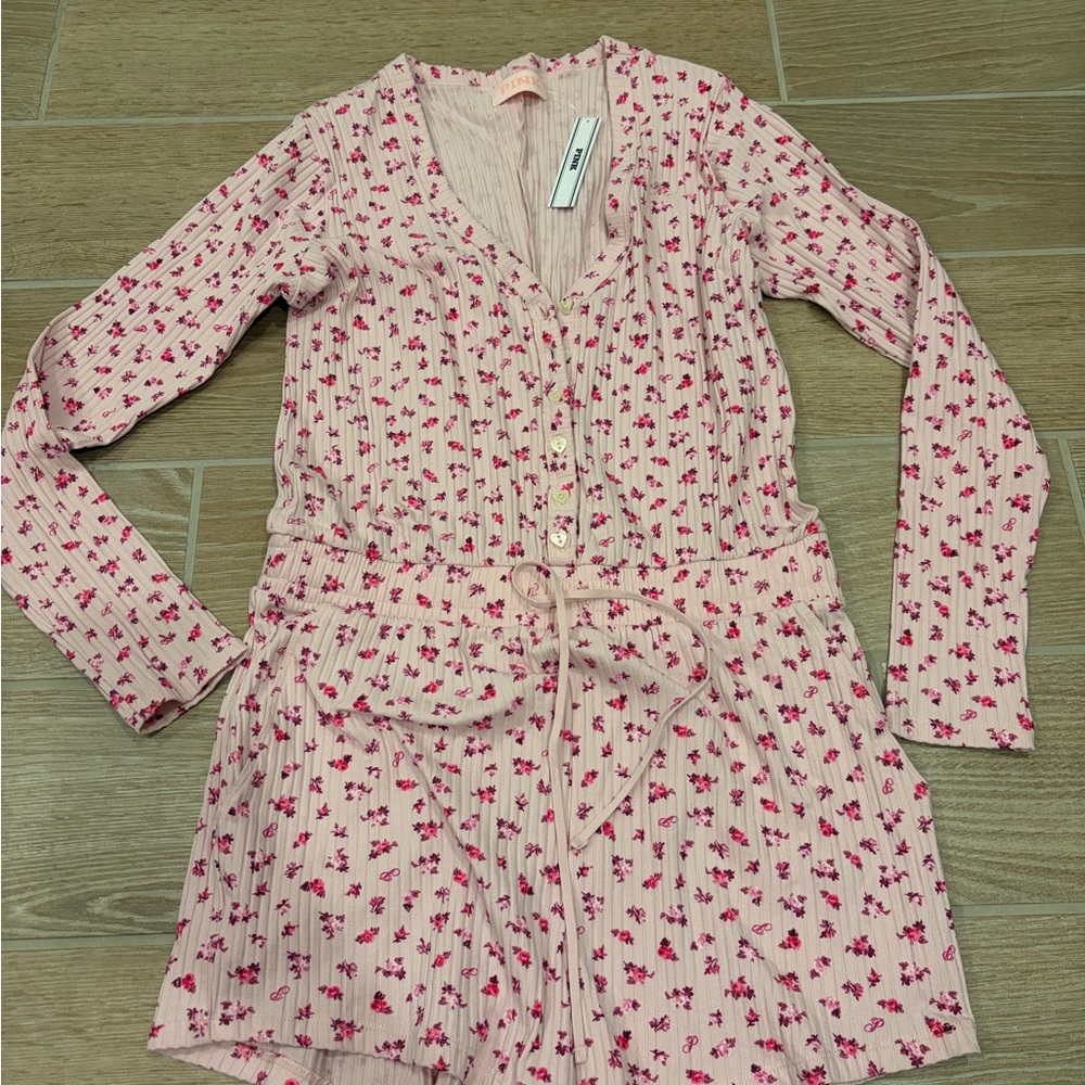 PINK Victoria's Secret Floral Ribbed Top
